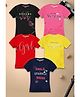 3PIN Single Jersey Pack Of 5 Half Sleeves Girl Power & You Are Awesome Text Printed Tees - Multi Colour