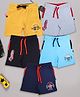 3PIN Single Jersey Pack Of 5 Play Hard & Brooklyn Text Printed Shorts - Multi Colour