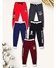 3PIN Single Jersey Cotton Pack Of 5 Typography Printed Joggers - Multi Colour