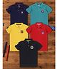 3PIN Single Jersey Pack Of 5 Half Sleeves Team Soccer & Discover The World Text Patch Detailed Polo Tees - Multi Colour