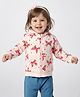 Bonfino 100% Cotton French Terry Knit Full Sleeves Oversized Hooded Sweatjacket with Heart Print & Kangaroo Pocket - Light Pink