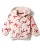 Bonfino 100% Cotton French Terry Knit Full Sleeves Oversized Hooded Sweatjacket with Heart Print & Kangaroo Pocket - Light Pink