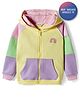 Bonfino 100% Cotton French Terry Full Raglan Sleeves Oversized Hooded SweatJacket with Rainbow Print & Kangaroo Pocket - Multicolor