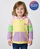 Bonfino 100% Cotton French Terry Full Raglan Sleeves Oversized Hooded SweatJacket with Rainbow Print & Kangaroo Pocket - Multicolor