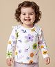 Babyoye Cotton Knit Full Sleeves Floral Printed T-Shirt - White