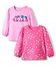 Honeyhap 100% Premium Cotton Bio Finish Full Sleeves Tops With Hearts Print Pack Of 2 - Fandango & Pink Bonbon