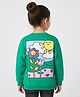 Bonfino 100% Cotton French Terry Oversized Full Sleeves Printed Sweatshirt with Front and Back Floral Print - Green