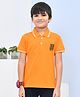 YOUMAA 100% Cotton Half Sleeves Swag Text Printed Polo Tee - Orange