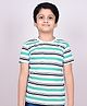 YOUMAA 100% Cotton Half Sleeves Striped Tee - Green