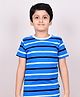 YOUMAA 100% Cotton Half Sleeves Striped Tee - Blue