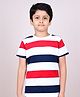 YOUMAA 100% Cotton Half Sleeves Rugby Striped Tee - Multi Colour
