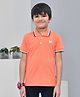 YOUMAA 100% Cotton Knit Half Sleeves Solid Polo Tee - Peach