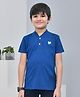 YOUMAA 100% Cotton Half Sleeves Solid Tee - Blue