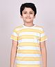 YOUMAA 100% Cotton Knit Half Sleeves Striped Tee - Yellow