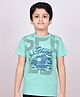 YOUMAA 100% Cotton Knit Half Sleeves Vintage Car Printed Tee - Mint Green