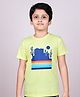 YOUMAA 100% Cotton Knit Half Sleeves City Theme Printed Tee - Elfin Yellow