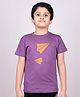 YOUMAA 100% Cotton Knit Half Sleeves Paper Plane Printed Tee - Violet