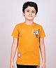 YOUMAA 100% Cotton Knit Half Sleeves Baseball Printed Tee - Mustard