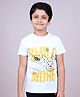 YOUMAA 100% Cotton Knit Half Sleeves Smile More Text Printed Tee - White