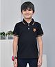 YOUMAA 100% Cotton Knit Half Sleeves Tiger Printed Tee - Black
