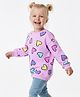 Bonfino 100% Cotton French Terry Knit Full Sleeves Oversized Sweatshirt With Heart Print - Pink