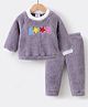 Mark & Mia Fur Woven Full Raglan Sleeves Night Suit Set with Star & Text Patch - Purple