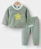 Kookie Kids Full Raglan Sleeves Night Suit Set with Star & Text Patch - Light Green