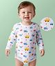 Doodle Poodle 100% Cotton Knit Full Sleeves Onesie with Vehicle Print - White