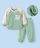 Mark & Mia Full Raglan Sleeves Winter Wear Night Suit with Brand Text Embroidery - Mint & White