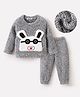 Mark & Mia Full Sleeves Winter Wear Night Suit with Bunny Applique - Grey