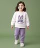 Mark & Mia Full Sleeves Winter Wear Night Suit With Bunny Patch Embroidery - Lilac & White