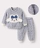 Mark & Mia Full Sleeves Winter Wear Night Suit with Animal Applique & Cable Knit Quilting Design - Light Blue