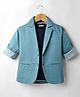 Rikidoos Full Sleeves Solid Blazer With Tee Set - Light & Navy Blue