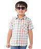 BABY CLOSET Pure Cotton Half Sleeves Checked Shirt - White & Green