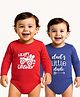 Doodle Poodle 100% Cotton Knit Full Sleeves Text Printed Onesies Pack Of 2 - Red & Navy Blue