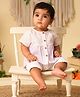 GREENDiGO Linen Woven Half Sleeves Colour Blocked Top & Shorts Set - Purple