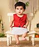 GREENDiGO Linen Woven Sleeveless Solid Top & Striped Shorts Set - Red