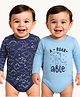 Doodle Poodle 100% Cotton Knit Full Sleeves Dino Printed Onesies Pack of 2 - Blue
