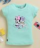 Biskid Sinker Knit Mickey & Friends Featuring Half Sleeves Minnie Mouse & Donald Duck Character Printed Top - Light Green