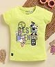 Biskid Sinker Knit Mickey & Friends Featuring Half Sleeves Minnie Mouse & Donald Duck Character Printed Top - Lime Green