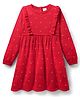 Babyhug Sweater Knit Full Sleeves Woollen Dress with Polka Dot Design - Red