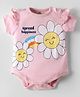 Doodle Poodle 100% Cotton Knit Frill Half Sleeves Onesie With Rainbow & Floral Print - Baby Pink