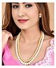 Mansiyaorange Gold Plated Premium Quality Creame White Pearls Beaded Necklace Jewelry Set