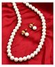 Mansiyaorange Gold Plated Premium Quality Creame Pearls Beaded Necklace Jewelry Set