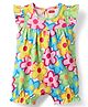 Babyhug 100% Cotton Knit Frill Sleeves Romper With Floral Print - Multicolor