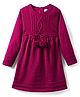 Babyhug Sweater Knit Full Sleeves Woollen Dress with Cable Knit Design - Burgandy