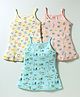 CUCUMBER Sinker Knit Sleeveless Slips With Animal & Insects Print Pack of 3 - Pink & Yellow