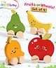 Intellibaby Fruit Wooden Wheelies for Babies | Set of 4 | Colourful Premium Push & Roll Wheel Toys for Toddlers | Early Learning Education | Paediatrician Approved | BIS Approved | Best For Gifting