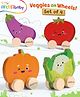 Intellibaby Vegetable Wooden Wheelies for Babies | Set of 4 | Colourful Premium Push & Roll Wheel Toys for Toddlers | Early Learning Education | Paediatrician Approved | BIS Approved | For Gifting