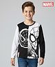 Pine Kids Marvel Single Jersey Knit Full Sleeves Cut & Sew T-Shirt with Spider Man Graphics - Black & White